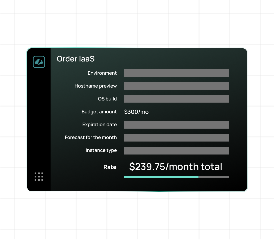 Screenshot of CloudBolt provisioning showing potential cost.