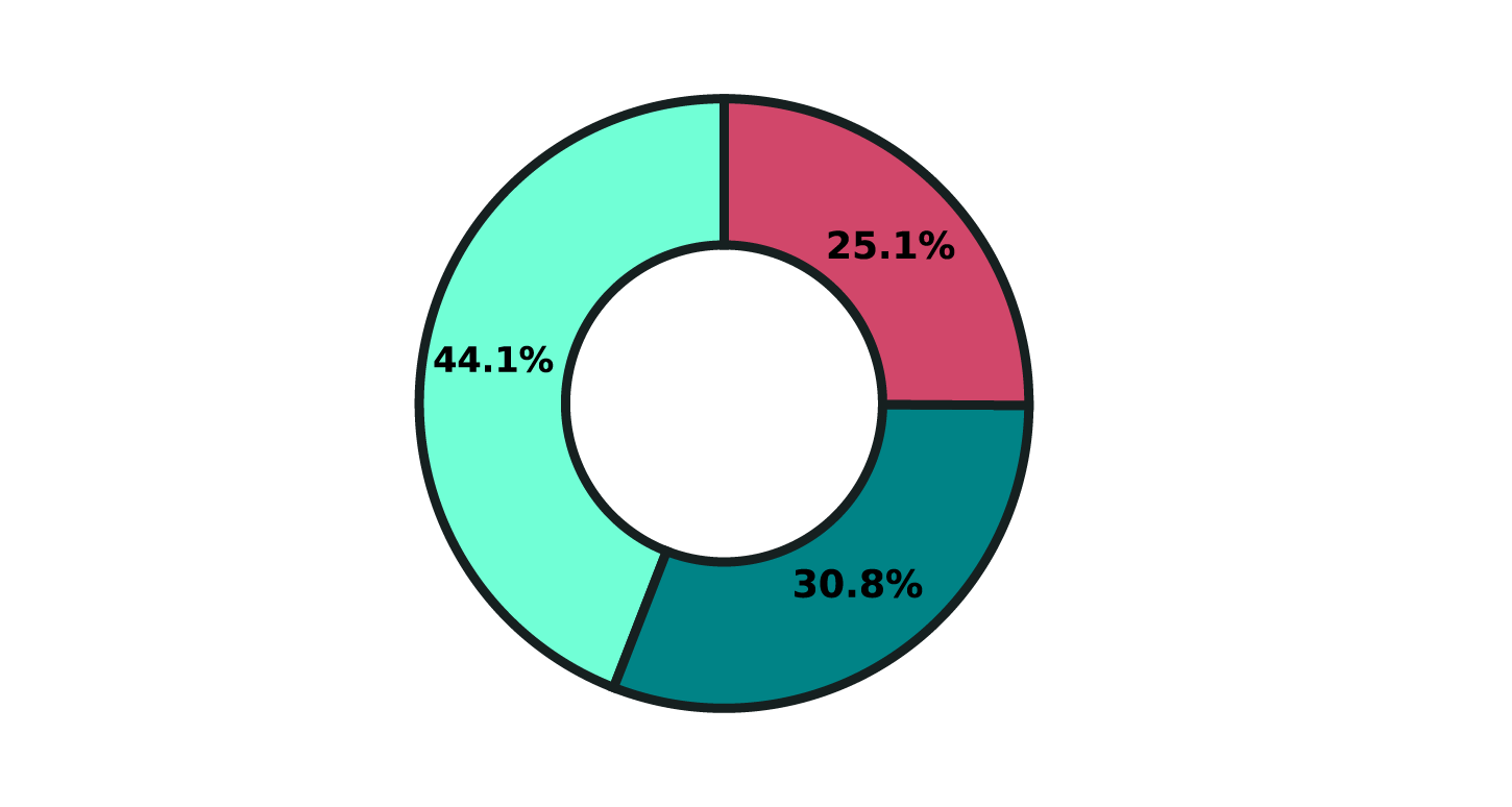 Doughnut chart: Respondent roles. 44.1% Engineering Director or VP, 30.8% Cloud Infrastructure Leader, 25.1% Platform, SRE, or DevOps.