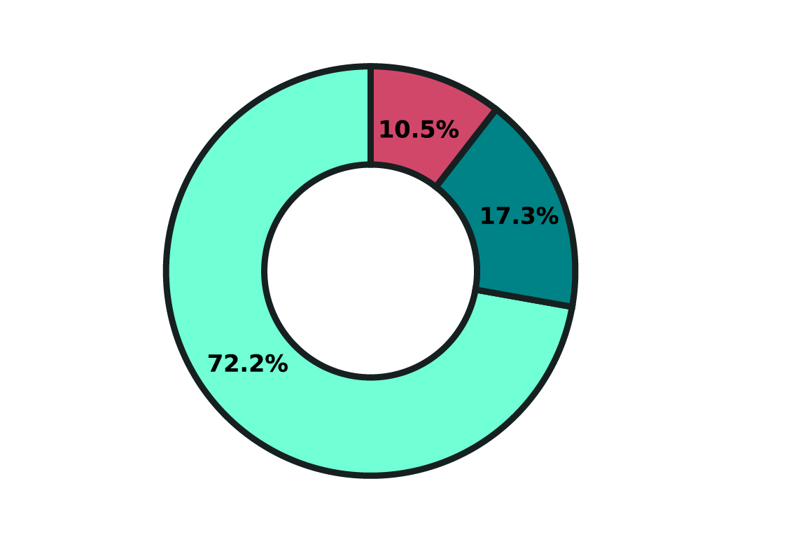 Doughnut chart: Respondent company size. 72.2% organizations with 1,000–5,000 employees, 17.3% with 5,001–10,000, 10.5% with over 10,000.