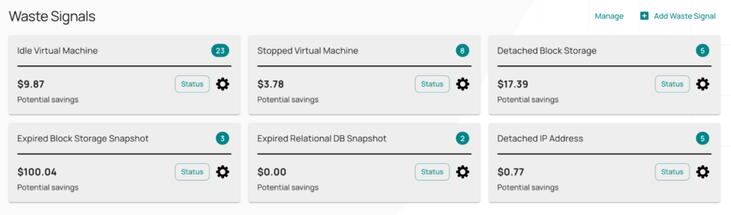 Waste Signals configuration to spot idle and detached block storage volumes and snapshots